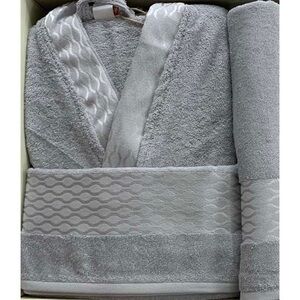 Özdilek Elissa 3-Piece Bathrobe Towel Bathrobe Set Bath Robe & Towels GREY €135